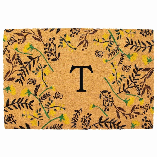 Calloway Mills Monogram Door Mat, Black, Yellow, Green, Natural, 24 in W x 36 in L 105082436T - main